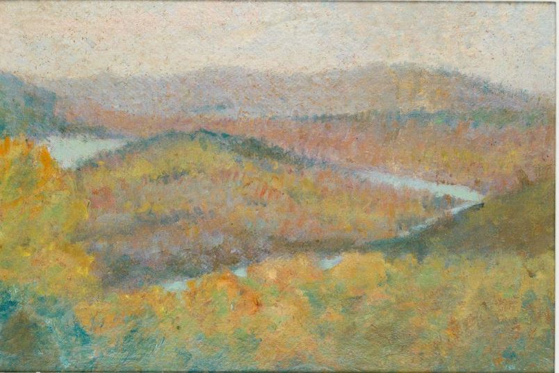 Danube Landscape in Autumn, vintage artwork by Rudolf Junk, 12x8" (A4) Poster