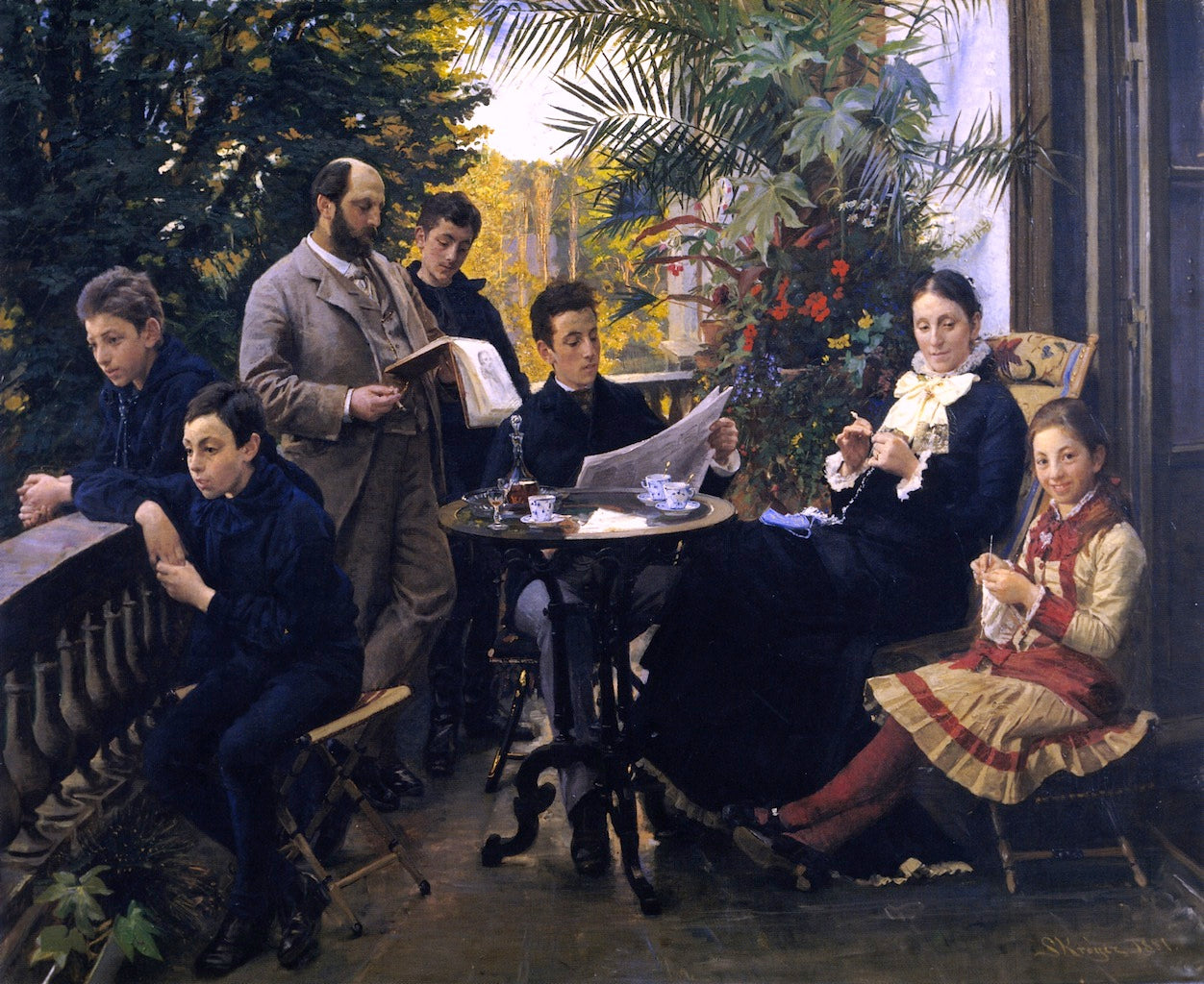 Portrait of the Hirschsprung Family, vintage artwork by Peder Severin Kroyer, 12x8" (A4) Poster