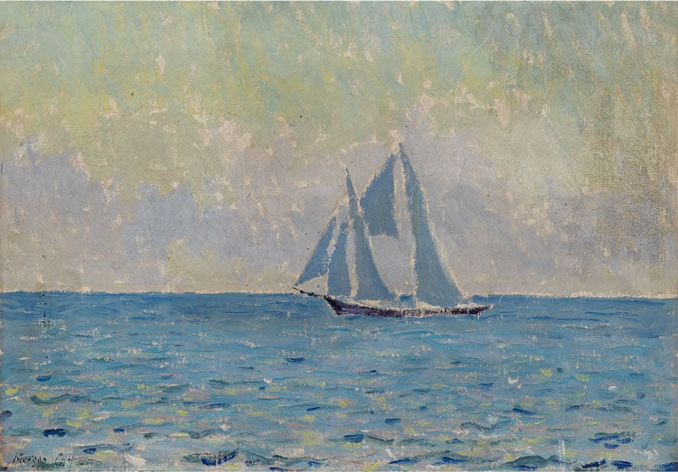 Sailboat on the Sea, vintage artwork by Morgan Colt, 12x8" (A4) Poster