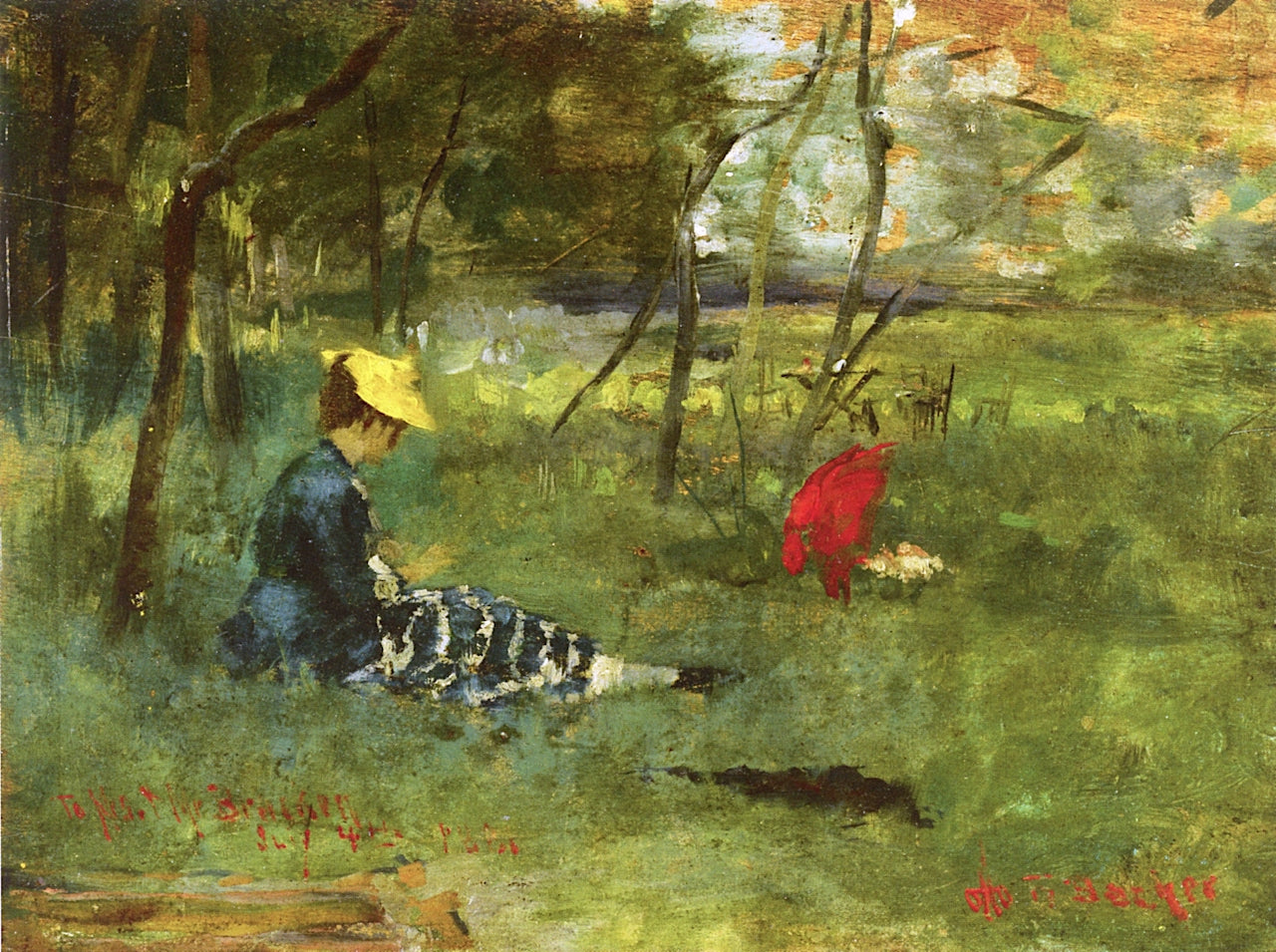 The Red Parasol by Otto Henry Bacher,A3(16x12")Poster
