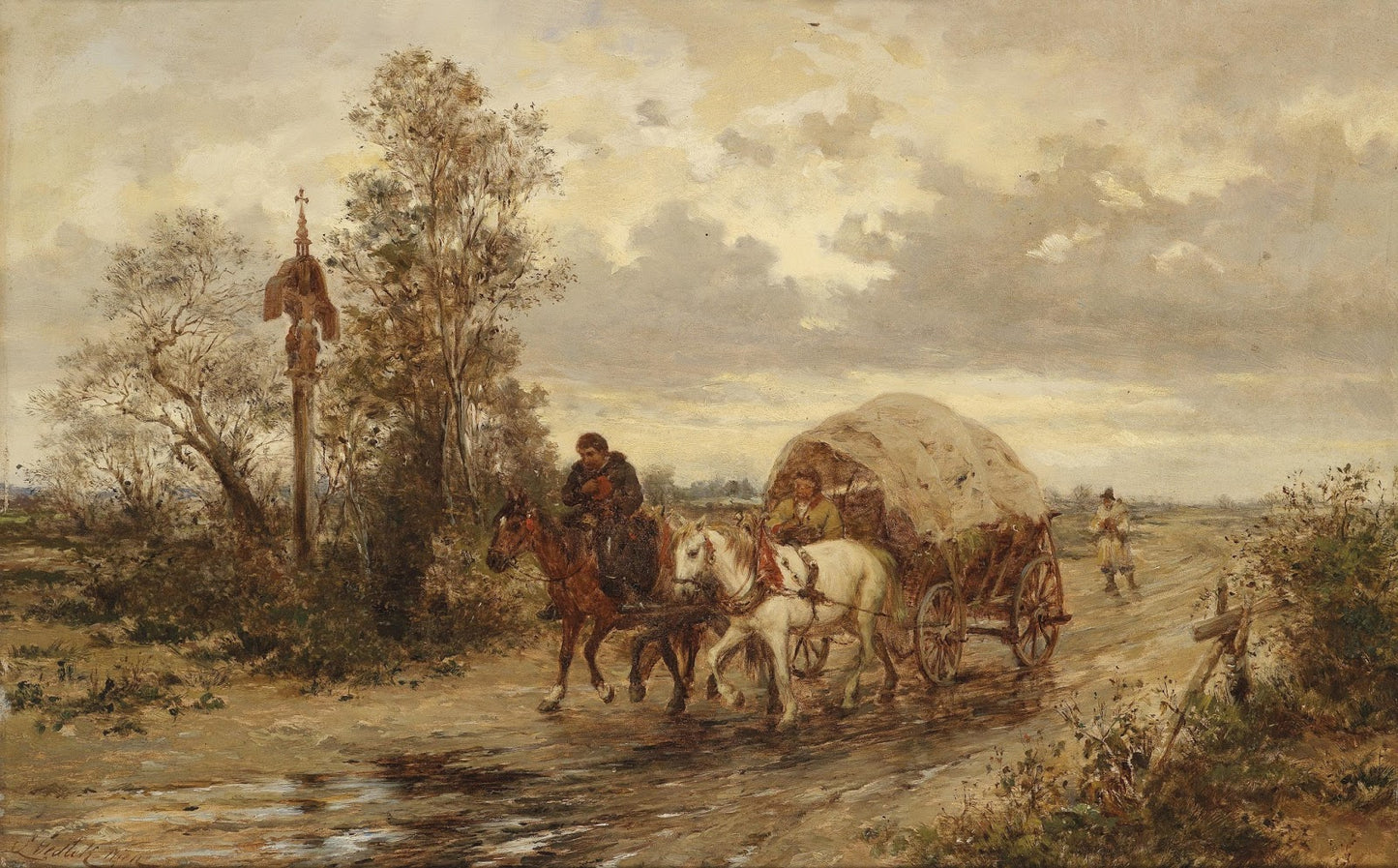 On the Country Road, vintage artwork by Ludwig Gedlek, 12x8" (A4) Poster