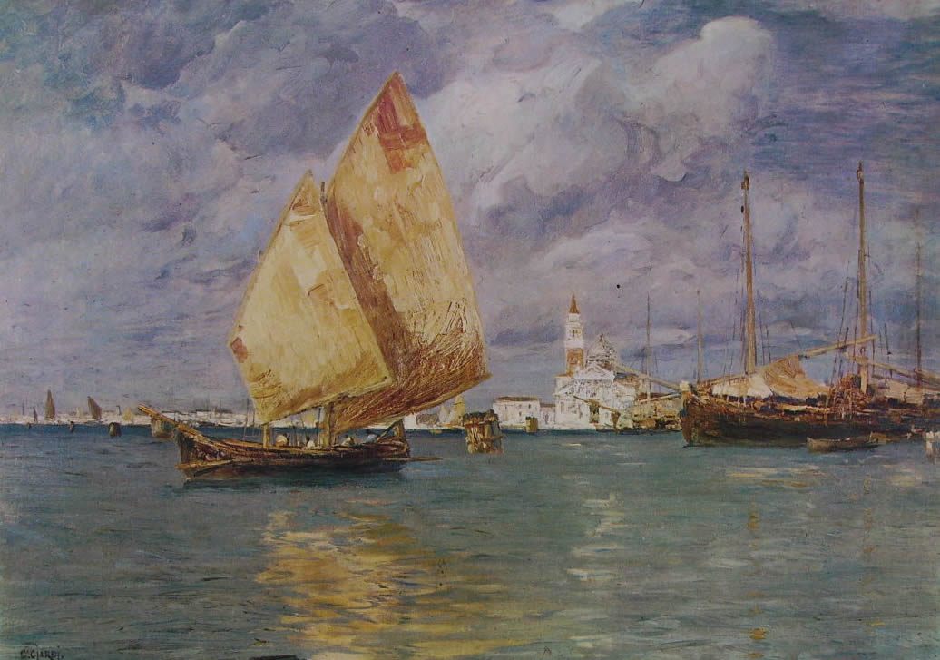 San Giorgio, vintage artwork by Guglielmo Ciardi, 12x8" (A4) Poster