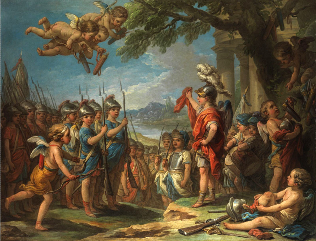 Cupid and his Troops, vintage artwork by Carle van Loo, 12x8" (A4) Poster