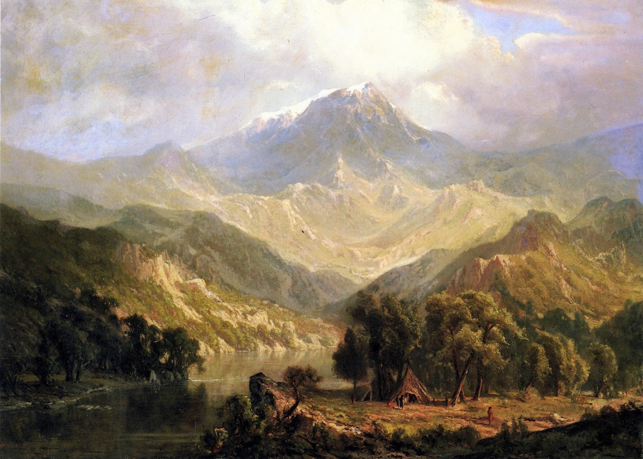 High Sierra Indian Encampment, vintage artwork by Ransome Gillett Holdredge, 12x8" (A4) Poster