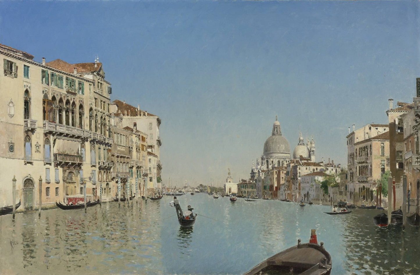 A Gondola on the Grand Canal, vintage artwork by Martin Rico y Ortega, 12x8" (A4) Poster