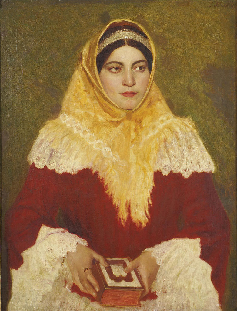ait of a Jewish woman holding a prayer book by Lazar Krestin,A3(16x12")Poster