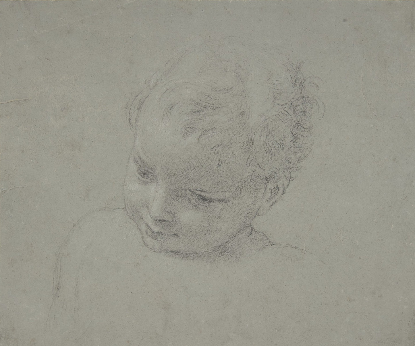 Bust-Length Study of a Child, vintage artwork by Pompeo Batoni, 12x8" (A4) Poster