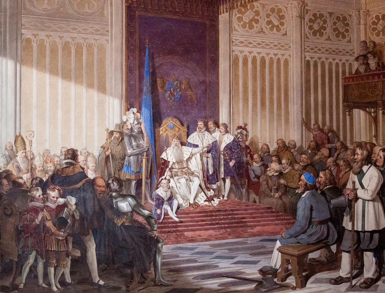 Farewell speech of Gustav Vasa, 1560, vintage artwork by Johan Gustaf Sandberg, 12x8" (A4) Poster