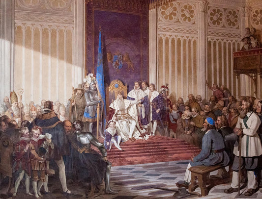 Farewell speech of Gustav Vasa, 1560, vintage artwork by Johan Gustaf Sandberg, 12x8" (A4) Poster