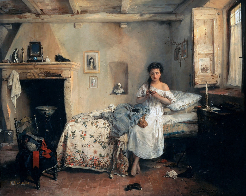 Sad Presentiment, vintage artwork by Gerolamo Induno, 12x8" (A4) Poster