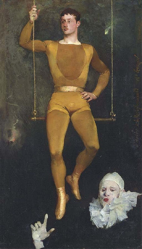 Le Trapeziste Et Le Clown, vintage artwork by Charles Giron, 12x8" (A4) Poster