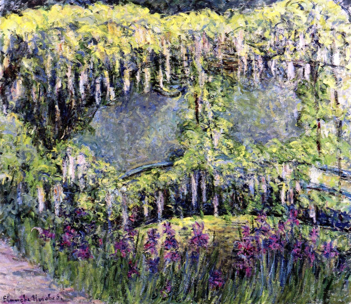 The Japanese Bridge in Monet's Garden, vintage artwork by Blanche Hoschede-Monet, 12x8" (A4) Poster