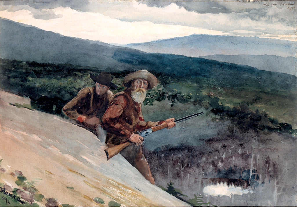 Bear Hunting, Prospect Rock, vintage artwork by Winslow Homer, 12x8" (A4) Poster