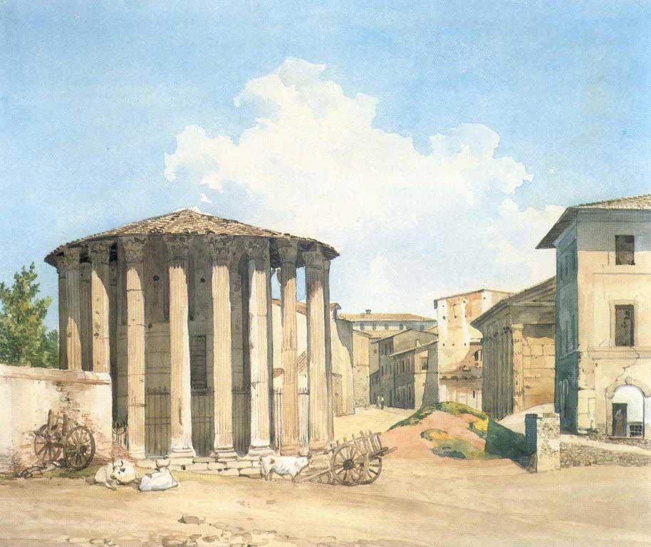 Temple of Vesta in Rome, vintage artwork by Alexander Ivanov, A3 (16x12") Poster Print