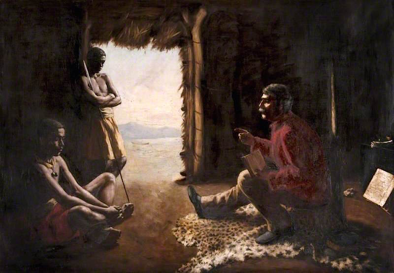 Dr Livingstone Teaching the Natives, vintage artwork by Henry John Dobson, 12x8" (A4) Poster