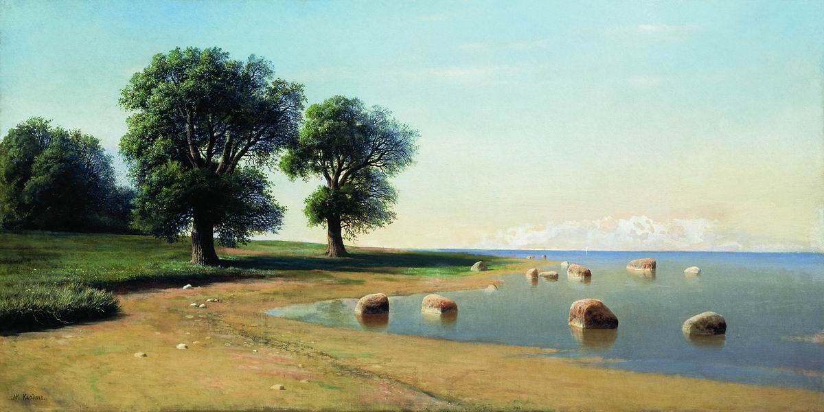 The Seashore, vintage artwork by Mikhail Konstantinovich Klodt, 12x8" (A4) Poster