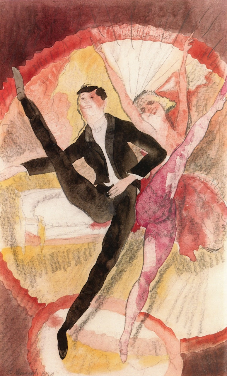 In Vaudeville, Two Dancers, vintage artwork by Charles Demuth, 12x8" (A4) Poster