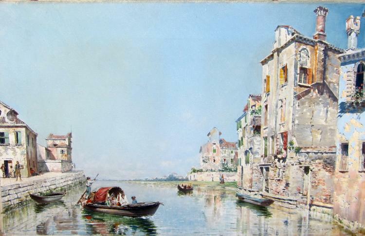 A sunny day, Venice, vintage artwork by Francois Brunery, 12x8" (A4) Poster