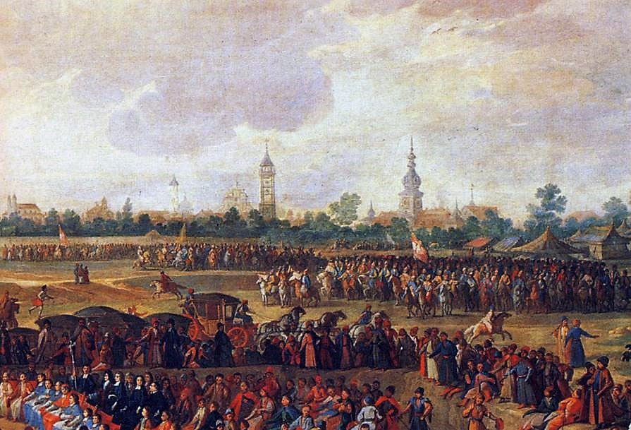 Election Diet (detail with the View of Warsaw), vintage artwork by Martino Altomonti, 12x8" (A4) Poster