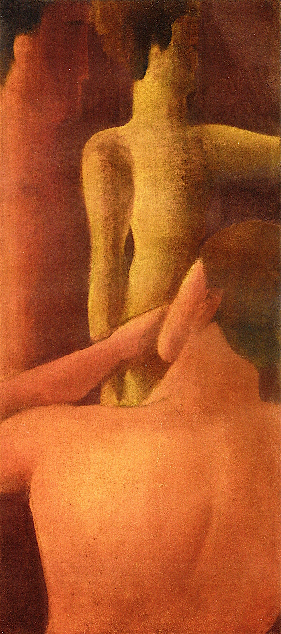 Nude Seen from behind with Two Figures, vintage artwork by Oskar Schlemmer, 12x8" (A4) Poster