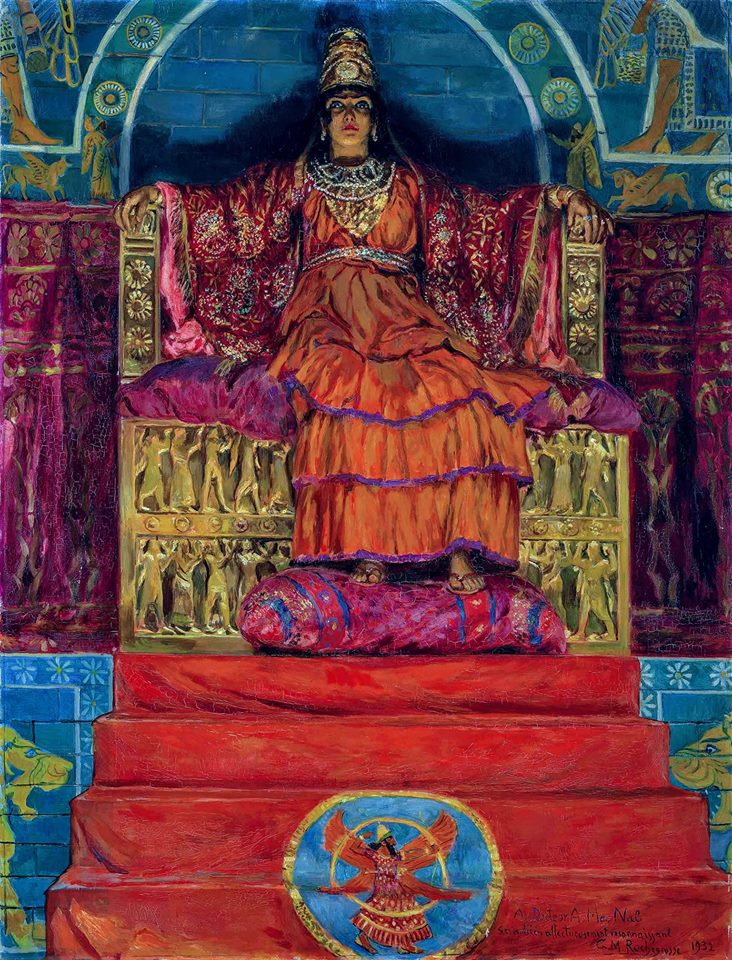 The Queen of Assyria, vintage artwork by Georges Antoine Rochegrosse, 12x8" (A4) Poster