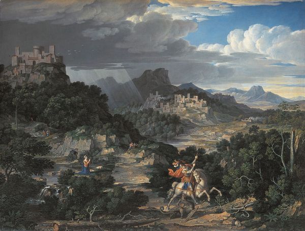 Heroic Landscape with Saint George, vintage artwork by Joseph Anton Koch, 12x8" (A4) Poster