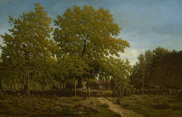Farm in the Landes, vintage artwork by Theodore Rousseau, A3 (16x12") Poster Print