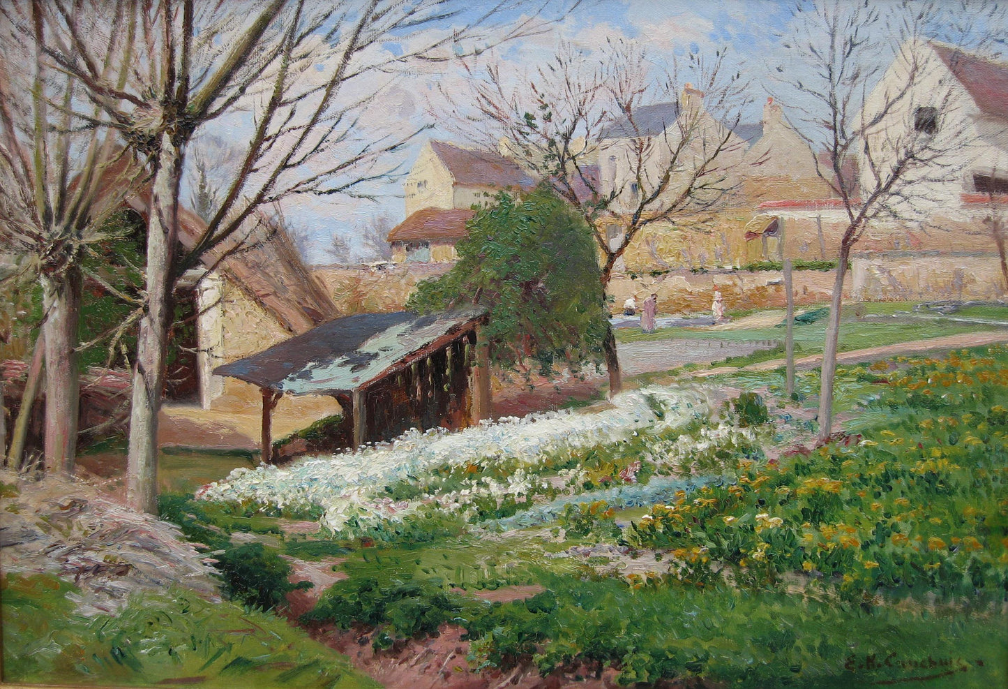Morning in the Garden, vintage artwork by Eugene Henri Cauchois, 12x8" (A4) Poster