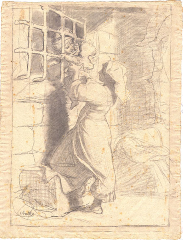 The Prison Visit, vintage artwork by Alfred Jacques van Muyden, A3 (16x12") Poster Print