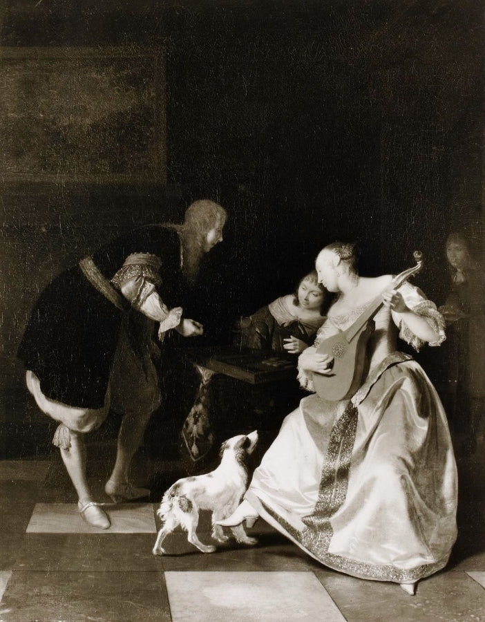 Joueurs de tric trac, vintage artwork by Jacob Ochtervelt, 12x8" (A4) Poster