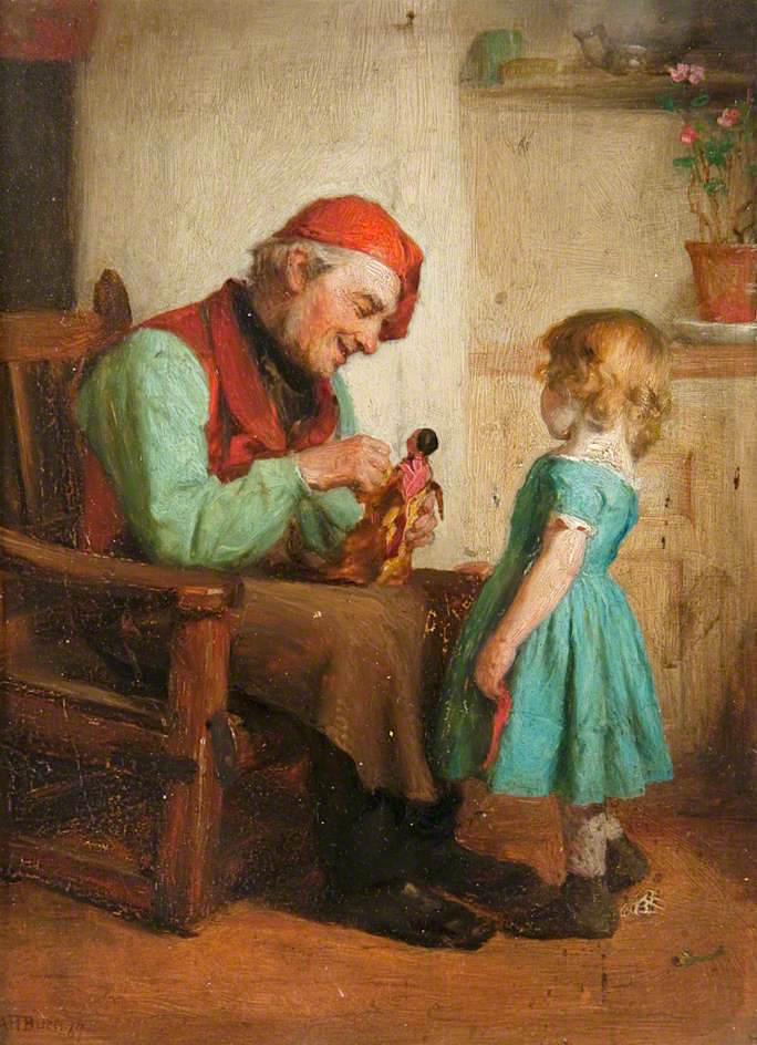 Repairing the Doll, vintage artwork by Alexander Hohenlohe Burr, 12x8" (A4) Poster