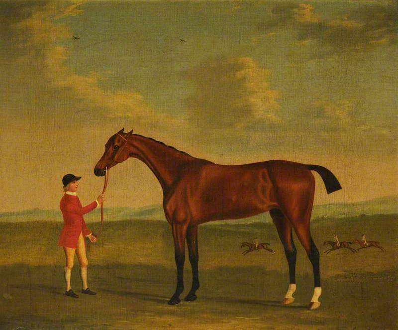 Salopian' Held by a Groom, and Beating 'Jolly Bacchus' and 'Gay' in the Distance, vintage artwork by John Nost Sartorius, 12x8" (A4) Poster