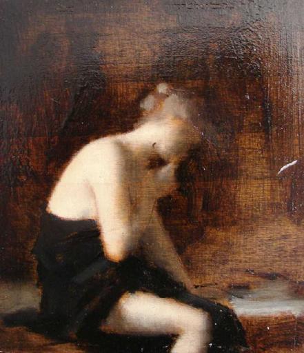 Draped Woman Seated, vintage artwork by Jean-Jacques Henner, 12x8" (A4) Poster