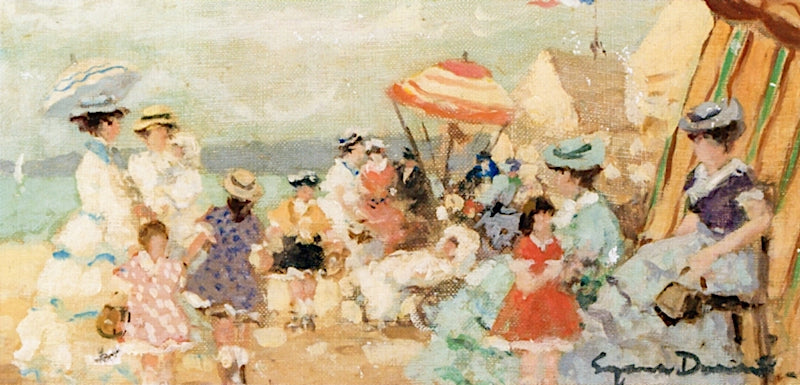 Ladies at the Beach, vintage artwork by Eugenio Álvarez-Dumont, 12x8" (A4) Poster