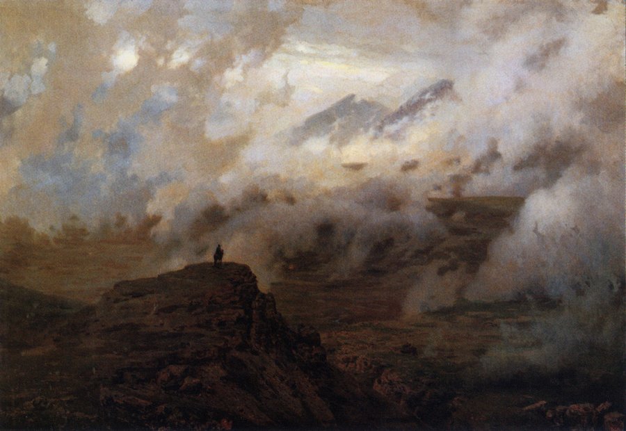 Mount Elbrus in the Clouds, vintage artwork by Nikolai Aleksandrovich Yaroshenko, 12x8" (A4) Poster