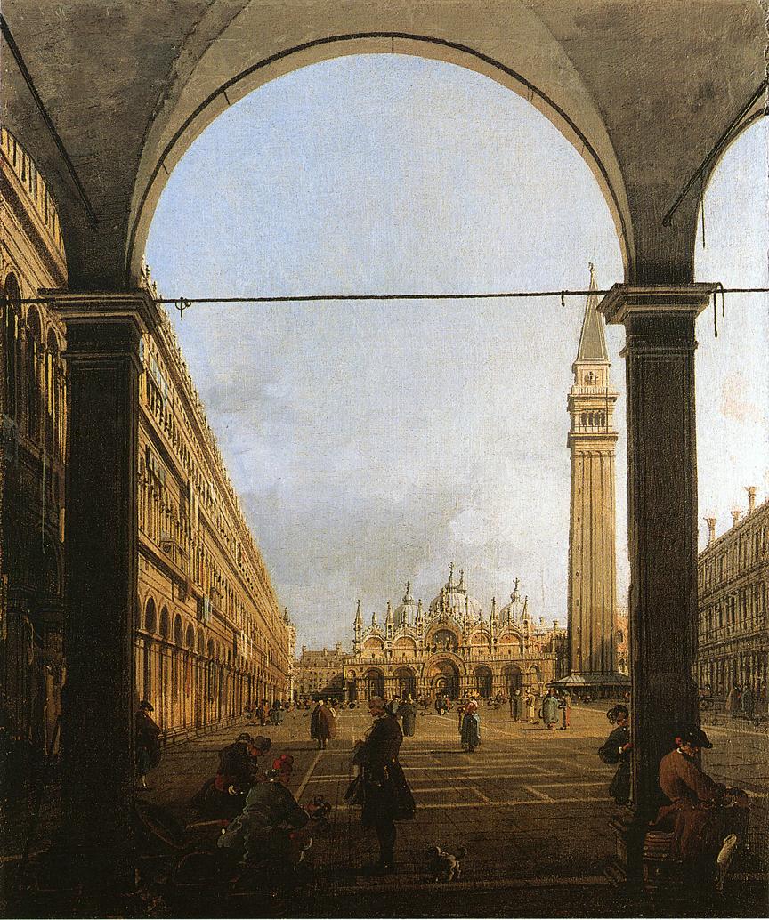 Piazza San Marco, Looking East, vintage artwork by Canaletto, 12x8" (A4) Poster