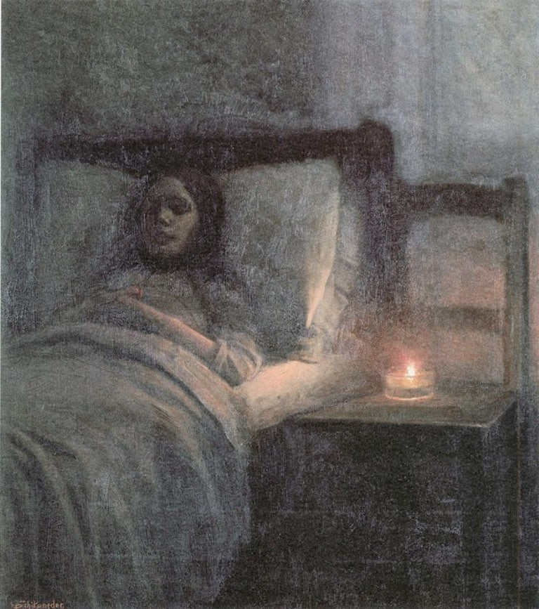 Dead Girl, vintage artwork by Jakub Schikaneder, 12x8" (A4) Poster