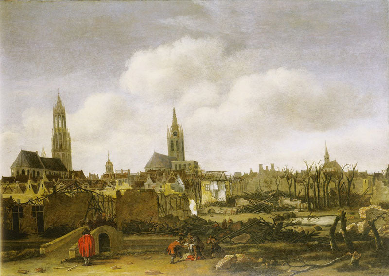 Explosion of the Powder Magazine in Delft, vintage artwork by Daniel Vosmaer, 12x8" (A4) Poster