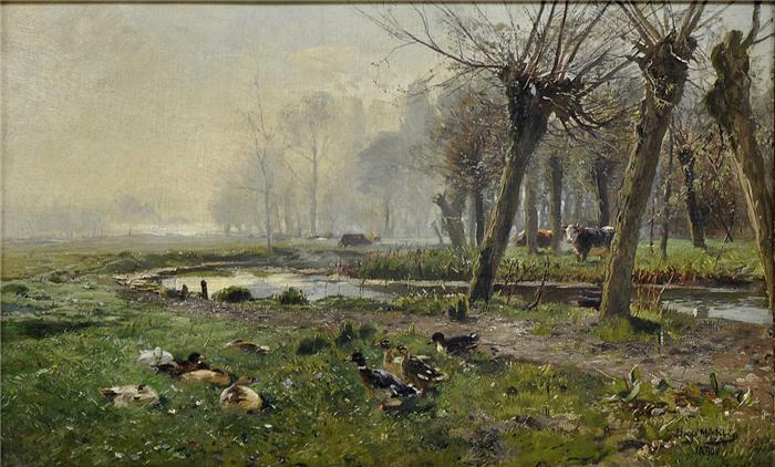 Lower Rhine Landscape, vintage artwork by Hugo Mühlig, 12x8" (A4) Poster