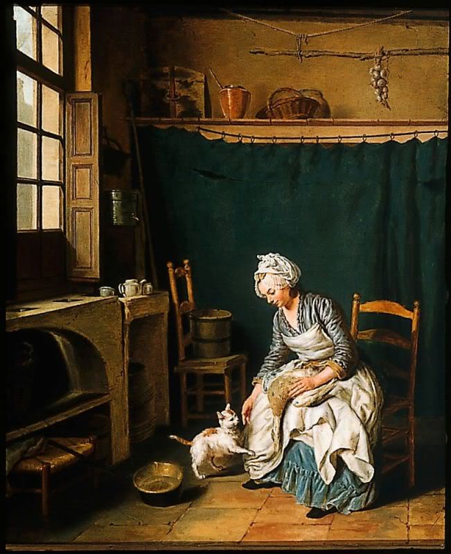 Servant Girl Plucking a Chicken, vintage artwork by Nicolas Bernard Lepicie, 12x8" (A4) Poster