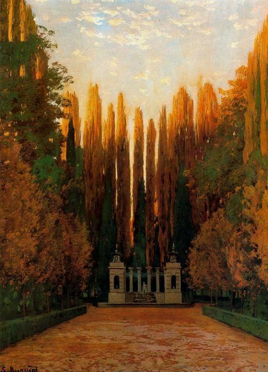 Jardin con monumento by Santiago Rusinol Prats,A3(16x12")Poster