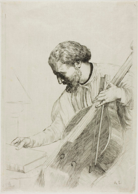 The Double Bass Player, vintage artwork by Alphonse Legros, 12x8" (A4) Poster