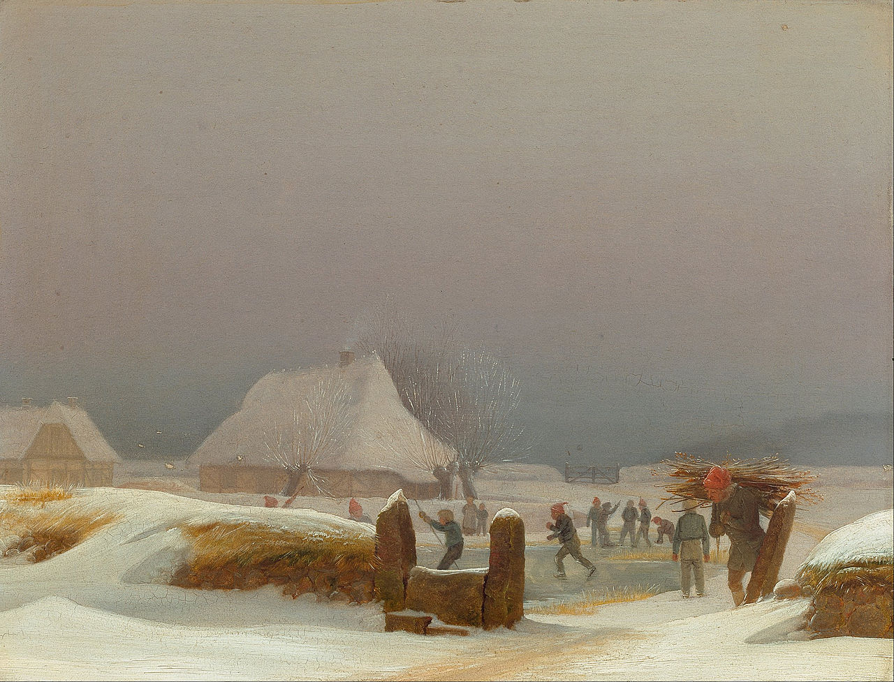 Winter Lanscape from Funen, vintage artwork by Wilhelm Bendz, A3 (16x12") Poster Print