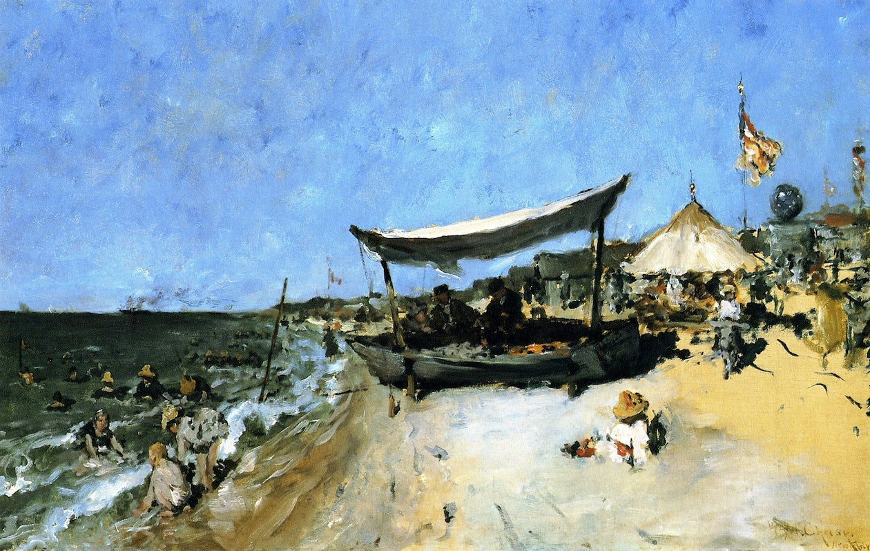 At the Shore, vintage artwork by William Merritt Chase, 12x8" (A4) Poster