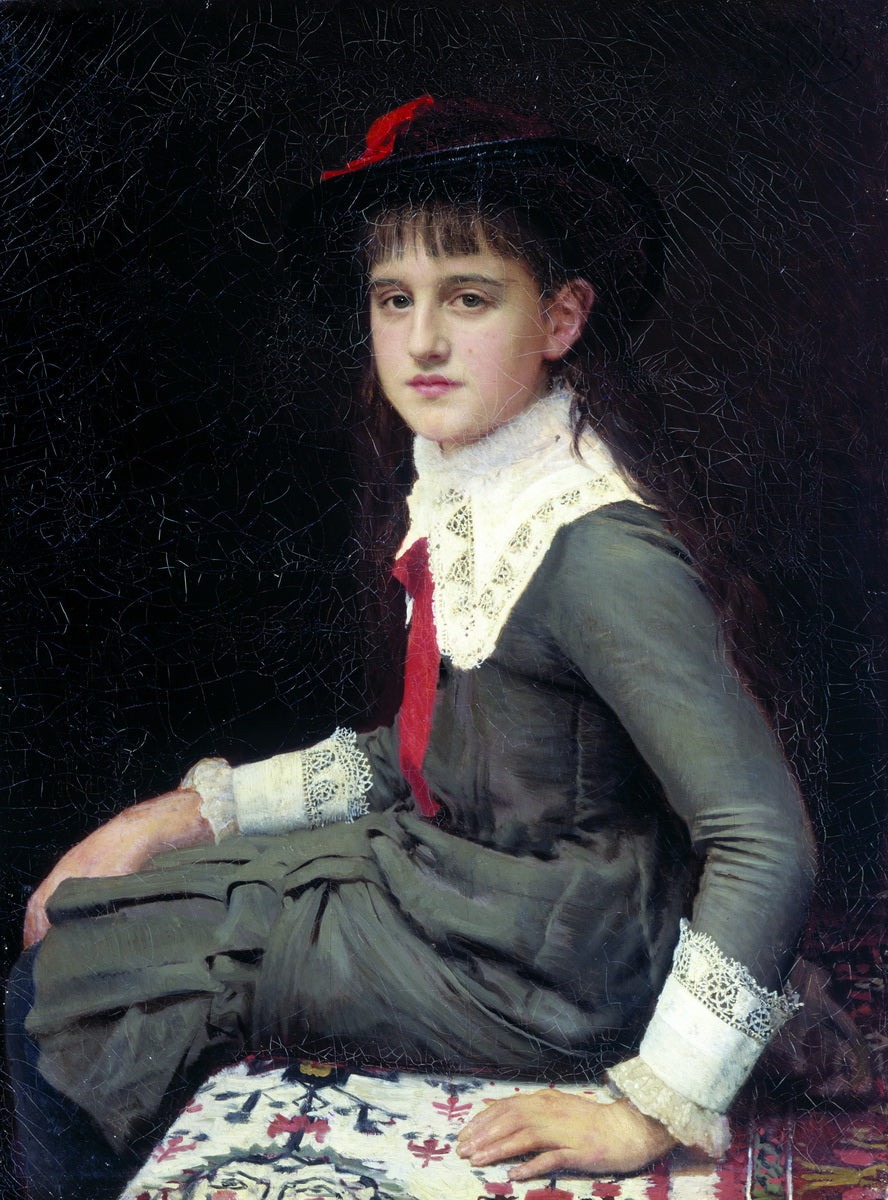 Portrait of Varvara Lemokh as a Child, vintage artwork by Ivan Kramskoi, 12x8" (A4) Poster