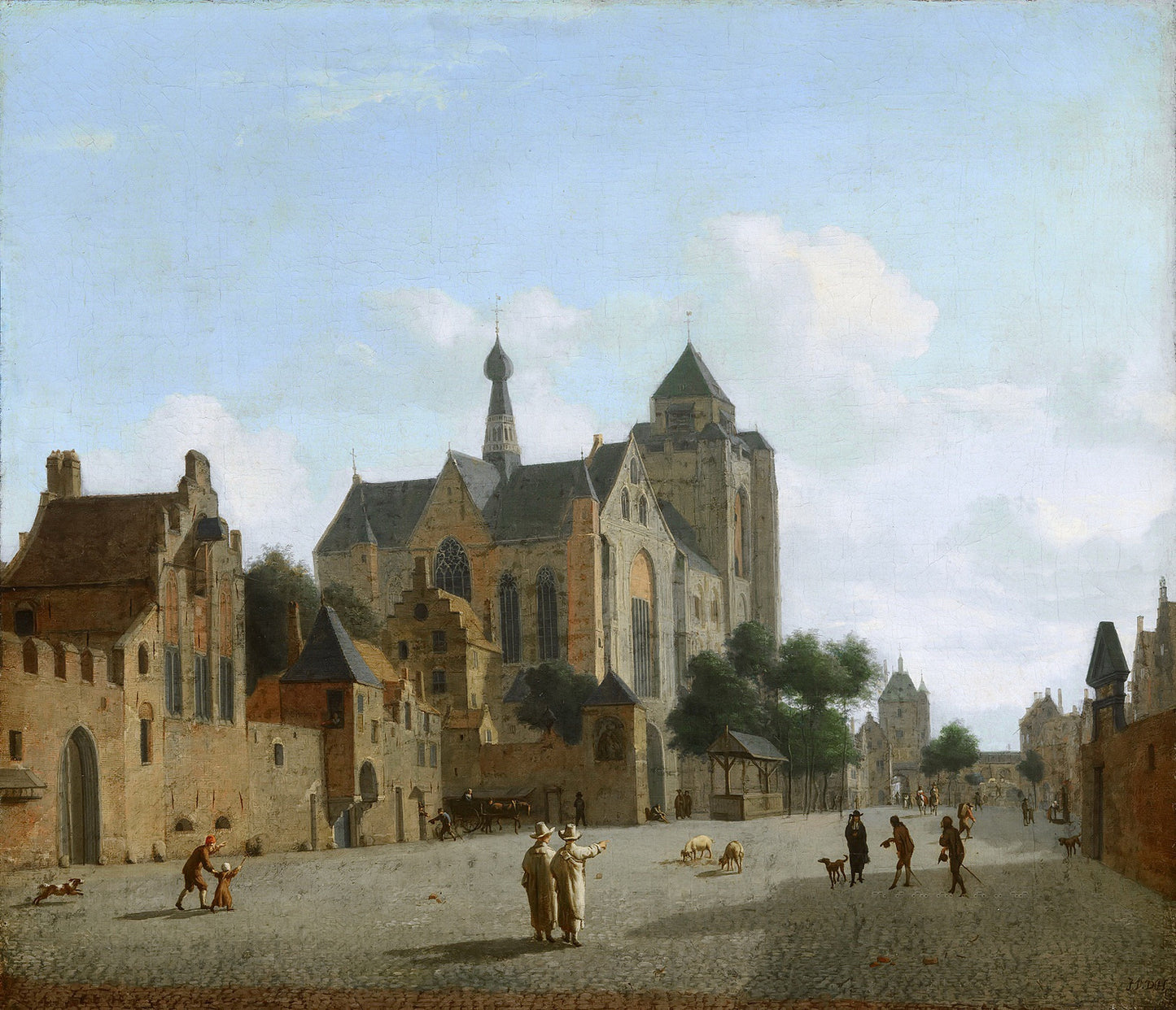 The church at Veere, vintage artwork by Jan van der Heyden, 12x8" (A4) Poster