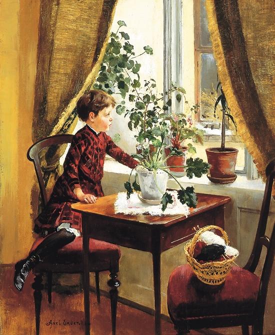 At The Window, vintage artwork by Axel Hjalmar Ender, 12x8" (A4) Poster