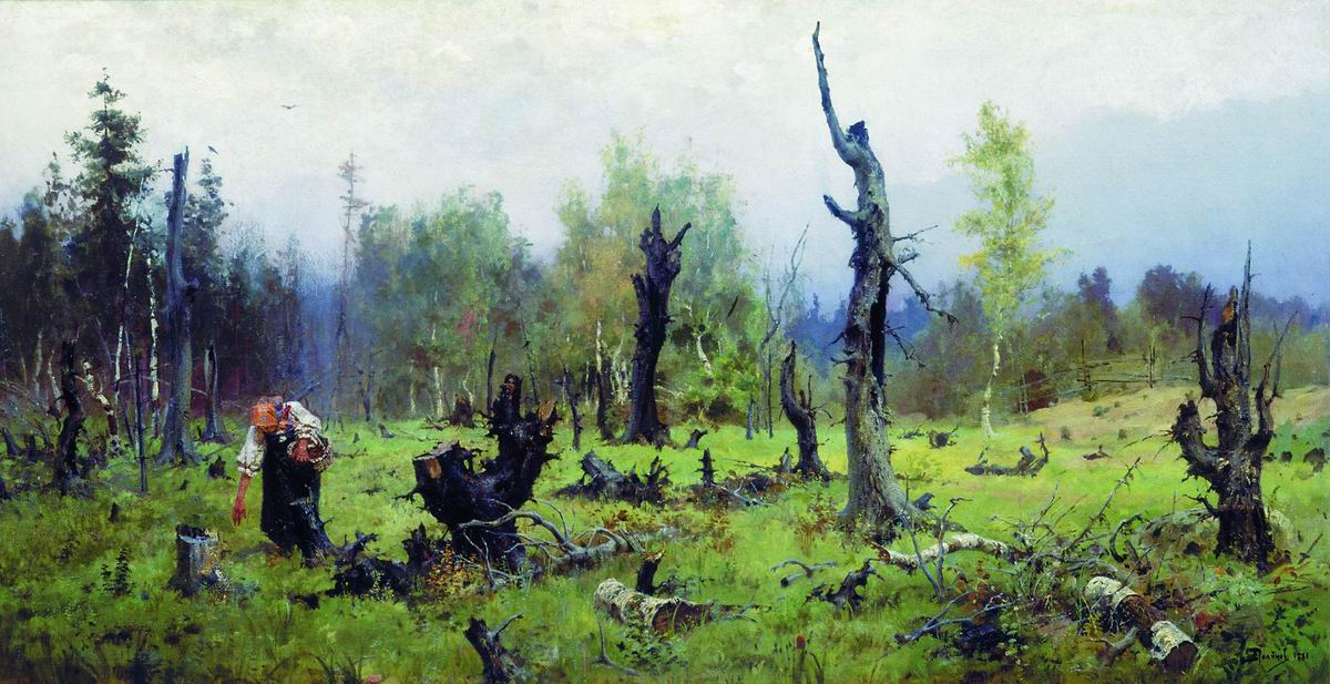 The Burnt Forest, vintage artwork by Vasily Polenov, 12x8" (A4) Poster