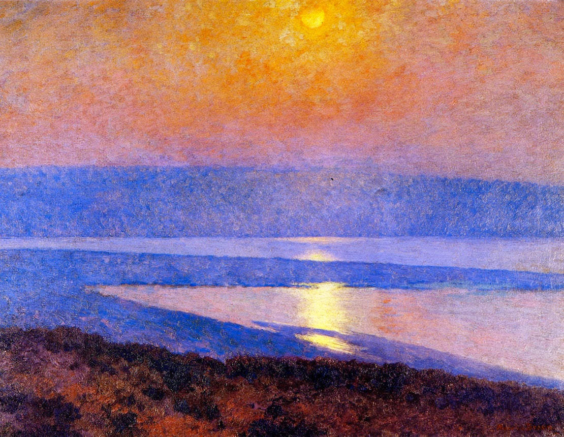 Moonrise over San Diego Bay, vintage artwork by Maurice Braun, 12x8" (A4) Poster