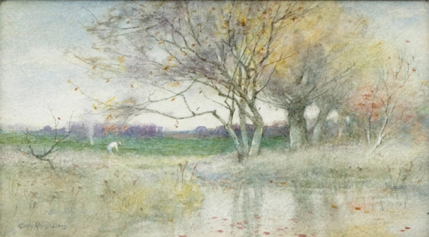 The Verge of Night/Indian Summer, vintage artwork by Charles Melville Dewey, 12x8" (A4) Poster